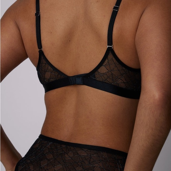 NWT Black “Spider” Lace Triangle Bralette with Cutouts - Picture 3 of 5